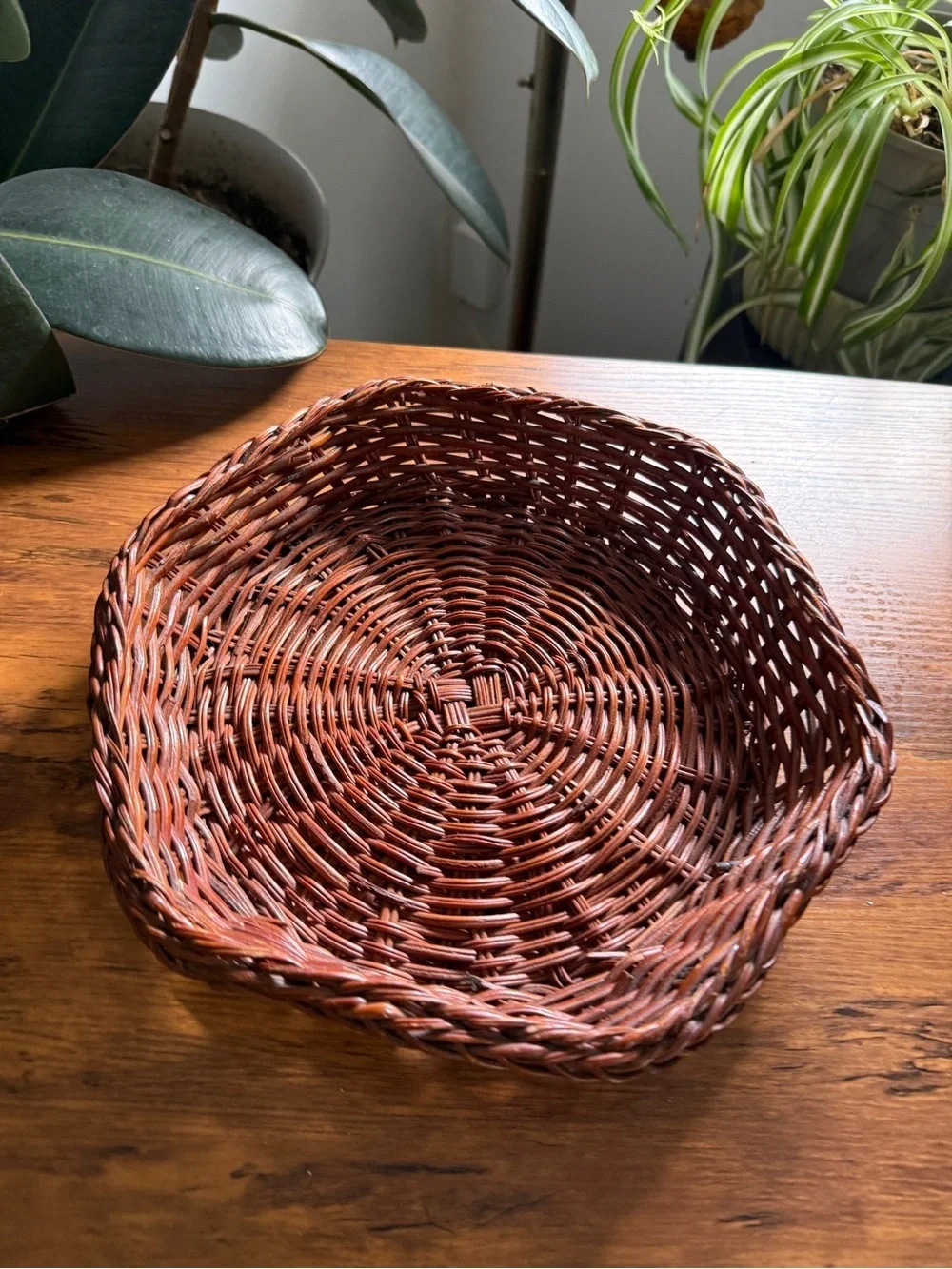 Woven Round hexagon Decorative Basket - Brown